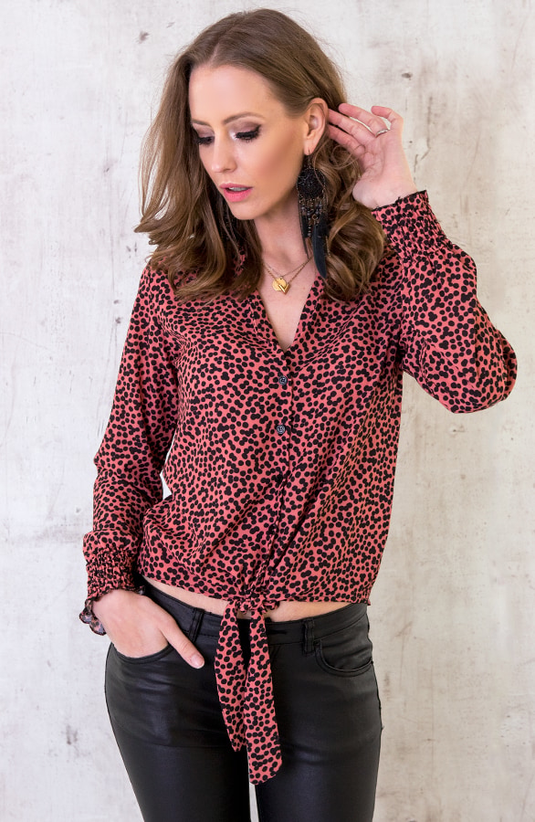 Panter Strik Blouse Koraal – shoparchief, foto 2