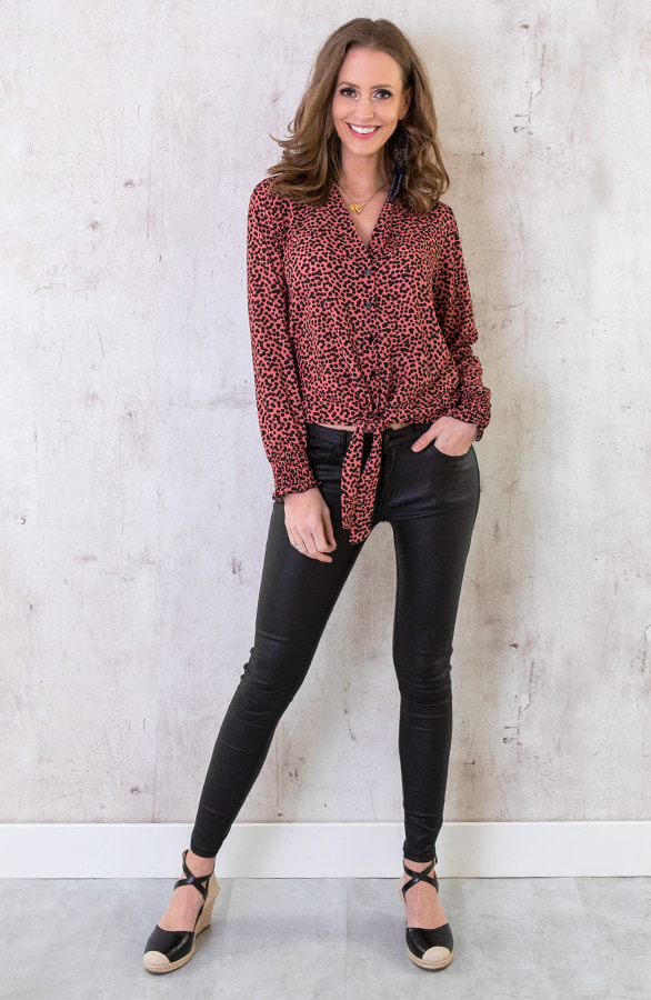 Panter Strik Blouse Koraal – shoparchief, foto 4