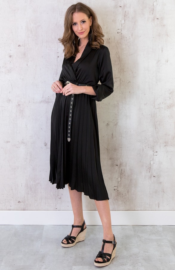 Plisse Jurk Zijde Zwart – shoparchief, foto 2