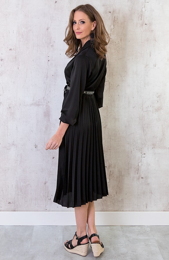 Plisse Jurk Zijde Zwart – shoparchief, foto 3