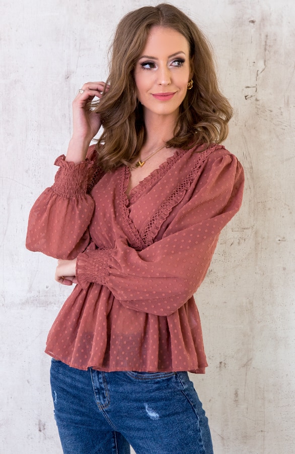 Polkadot Overslag Top Oud Roze – shoparchief, foto 6
