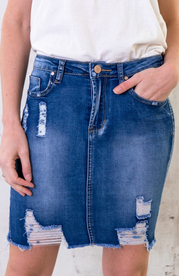 Spijkerrok Damaged Denim – shoparchief