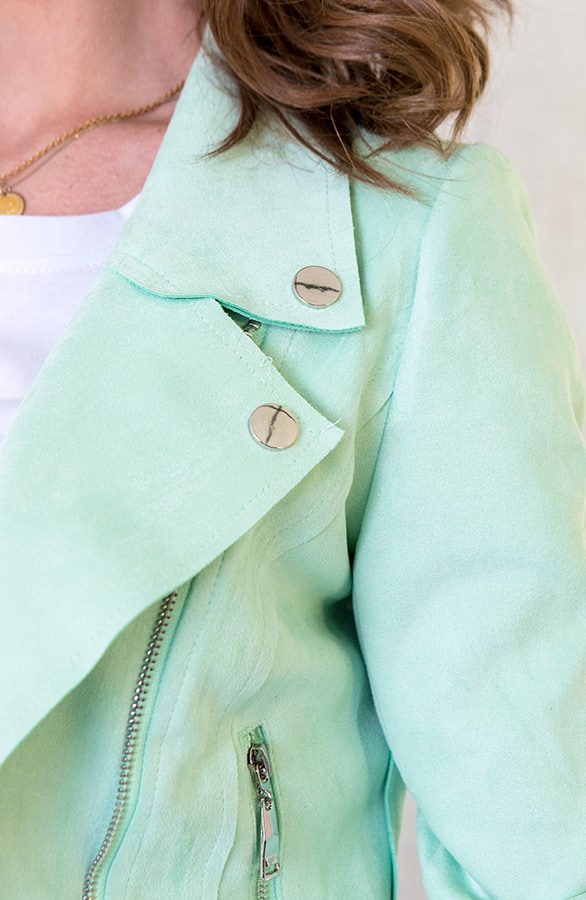 Suede Biker Jacket Mint – shoparchief, foto 7
