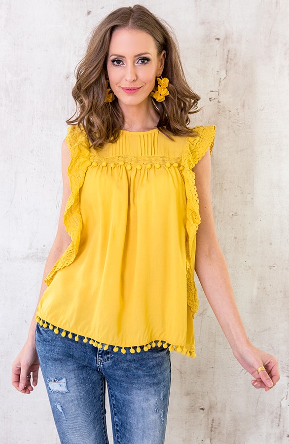 Top Met Pompons Geel – shoparchief