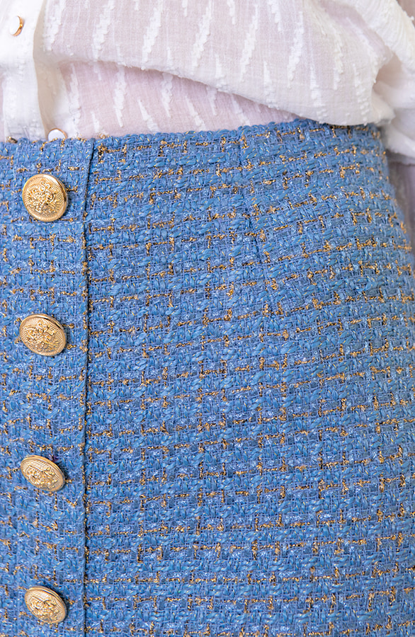 Tweed Rok Luxury Blauw – shoparchief, foto 6