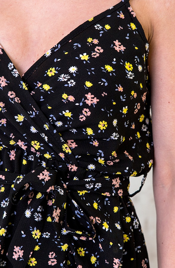 Bloemen Spaghetti Jurk Zwart – shoparchief, foto 4