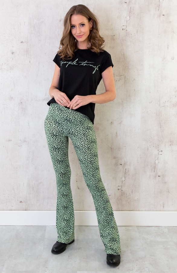 Flared Broek Cheetah Mint – shoparchief, foto 6