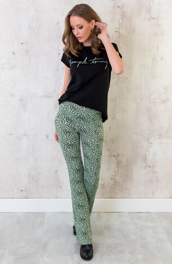 Flared Broek Cheetah Mint – shoparchief, foto 7