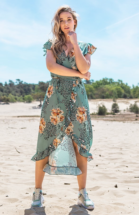 Midi Jurk Bloemenprint Mint – shoparchief