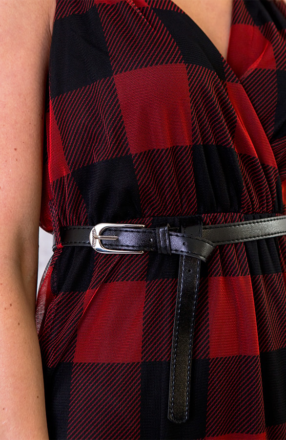 Maxi Jurk Geblokt Rood Zwart – shoparchief, foto 4