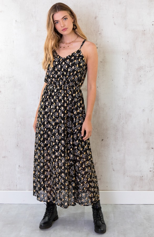 Bloemen Spaghetti Maxi Jurk – shoparchief