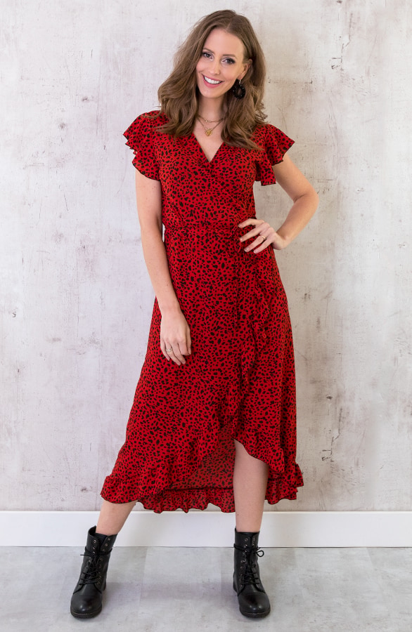 Cheetah Jurk Midi Rood – shoparchief, foto 2