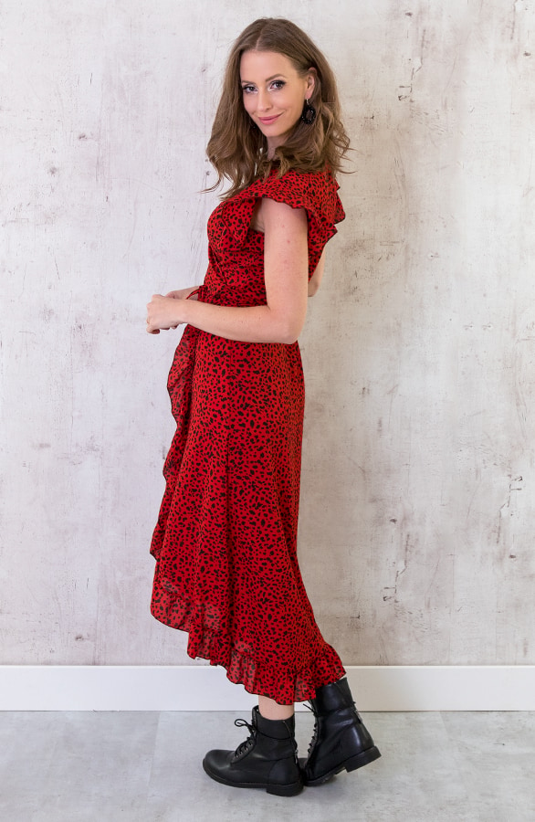 Cheetah Jurk Midi Rood – shoparchief, foto 3