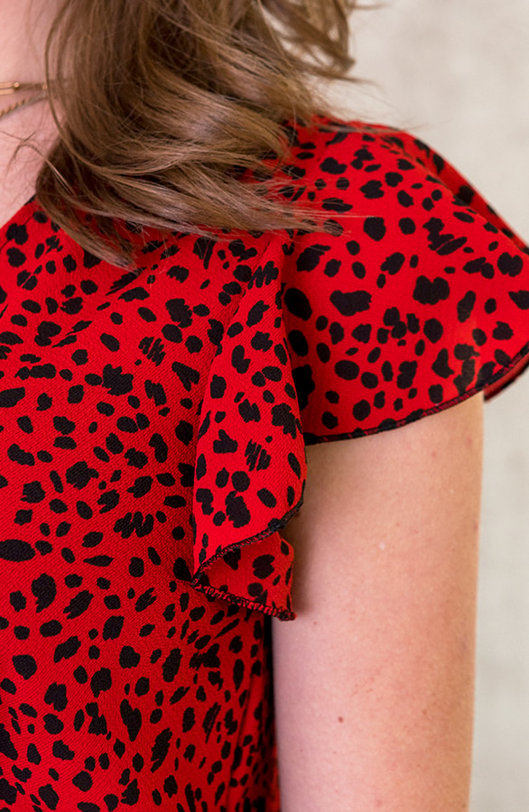 Cheetah Ruffle Jurk Rood – shoparchief, foto 4