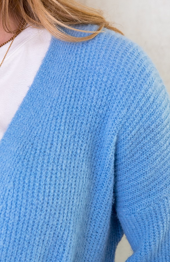 Gebreid Vest Met Knopen Babyblauw – shoparchief, foto 3