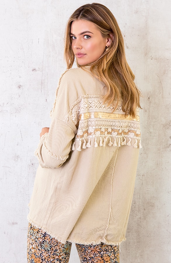 Ibiza Tassel Jacket Oversized Beige – shoparchief, foto 15
