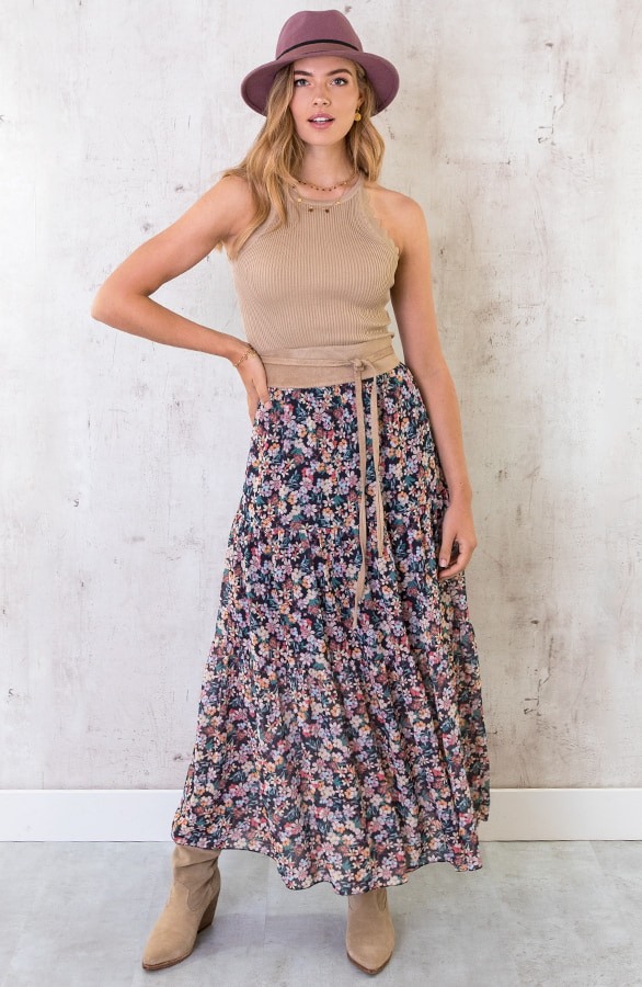 Maxi Bloemen Rok Zwart – shoparchief, foto 4