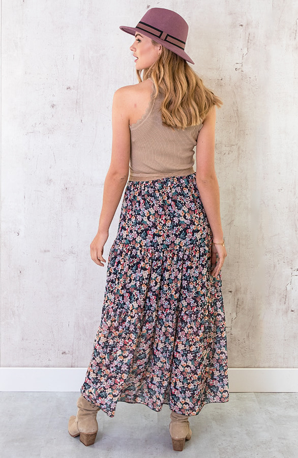 Maxi Bloemen Rok Zwart – shoparchief, foto 5