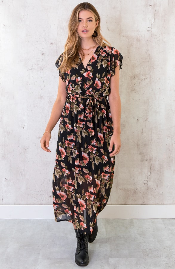 Maxi Jurk Bloemenprint Zwart – shoparchief, foto 5
