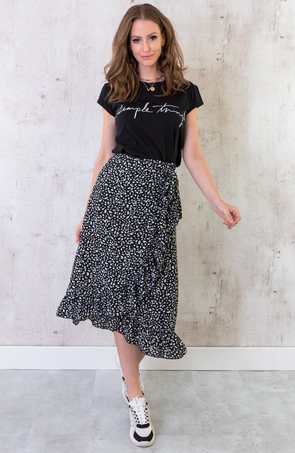 Midi Cheetah Wikkelrok Zwart Wit – shoparchief, foto 7