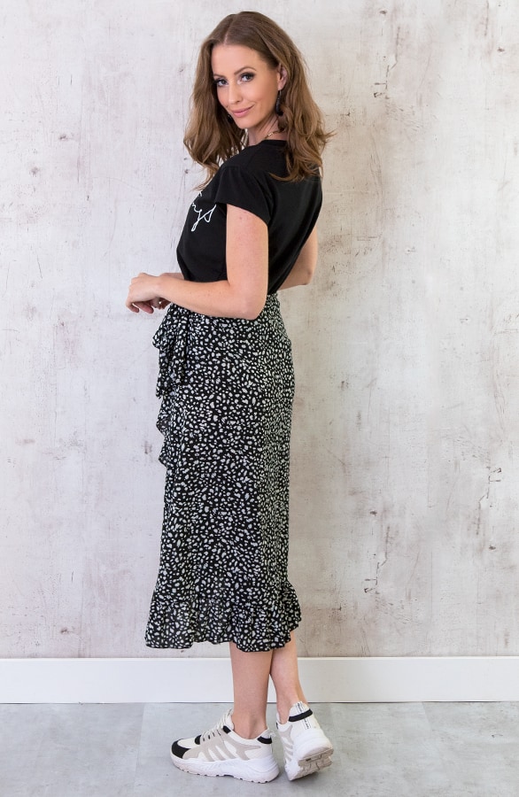 Midi Cheetah Wikkelrok Zwart Wit – shoparchief, foto 5