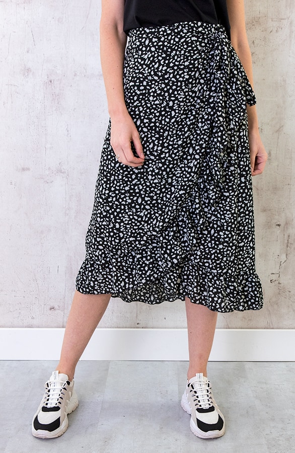 Midi Cheetah Wikkelrok Zwart Wit – shoparchief