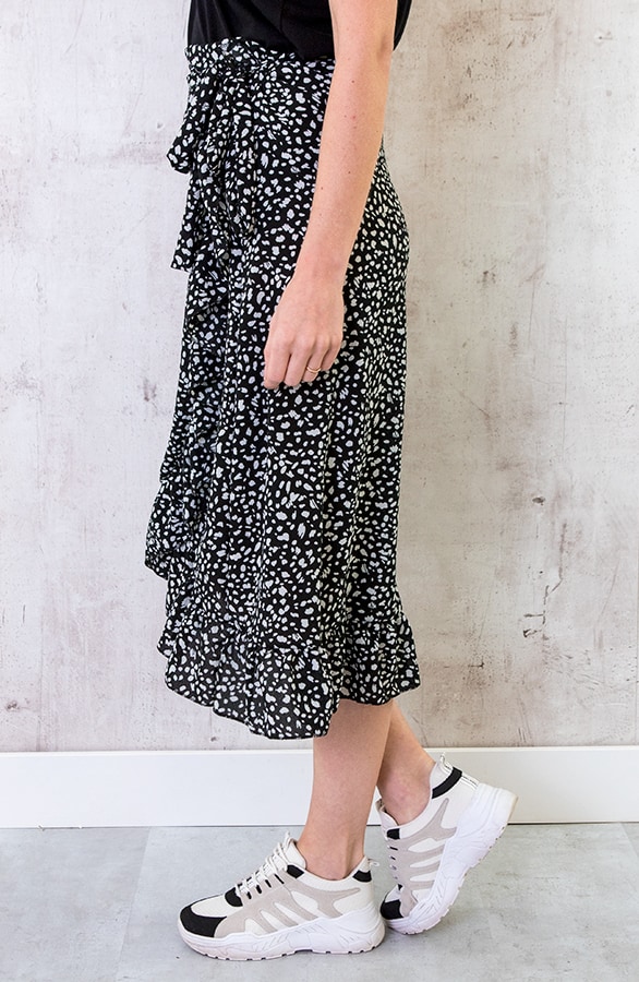 Midi Cheetah Wikkelrok Zwart Wit – shoparchief, foto 2