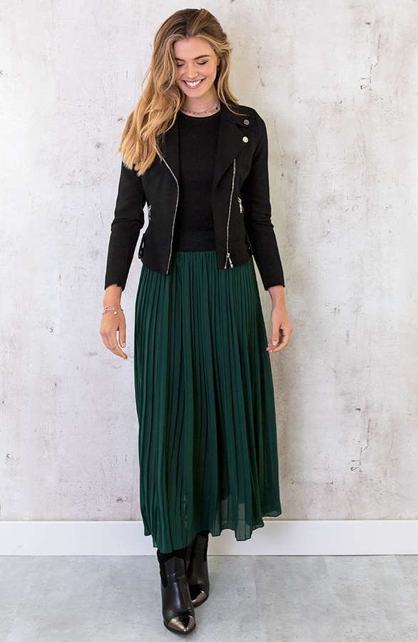 Plooirok Dames Smaragdgroen – shoparchief, foto 2