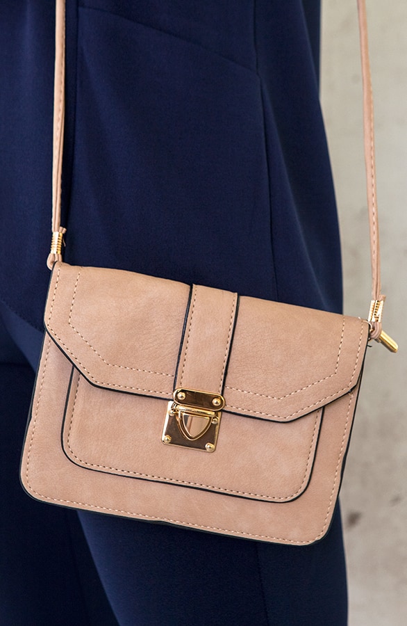 Schoudertasje Met Gesp Taupe – shoparchief