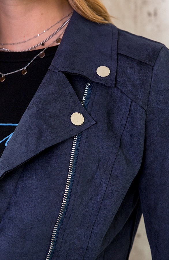 Biker Jacket Suede Marineblauw – shoparchief, foto 4