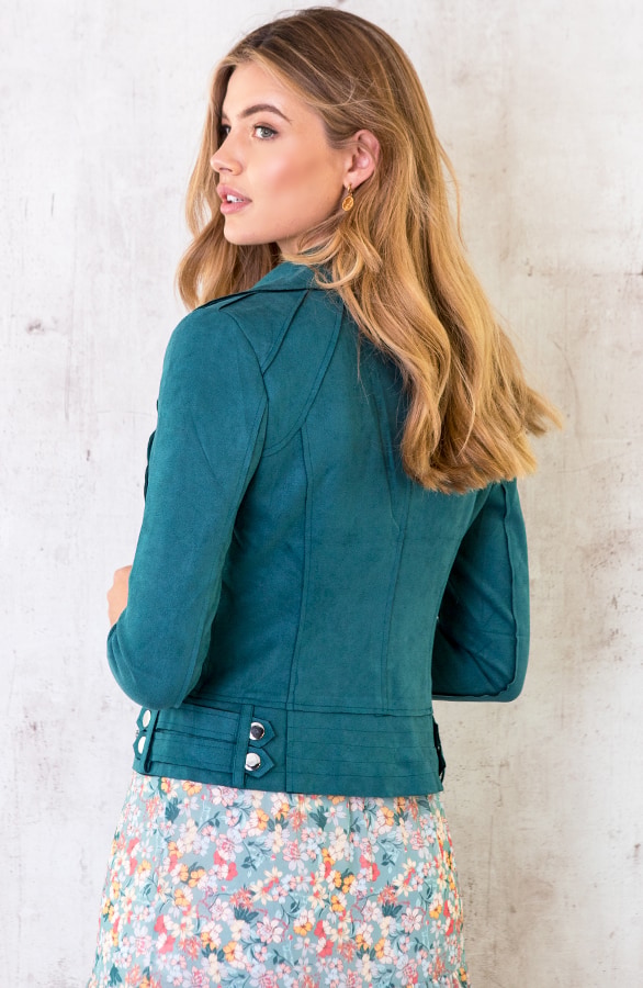 Biker Jacket Suede Petrol – shoparchief