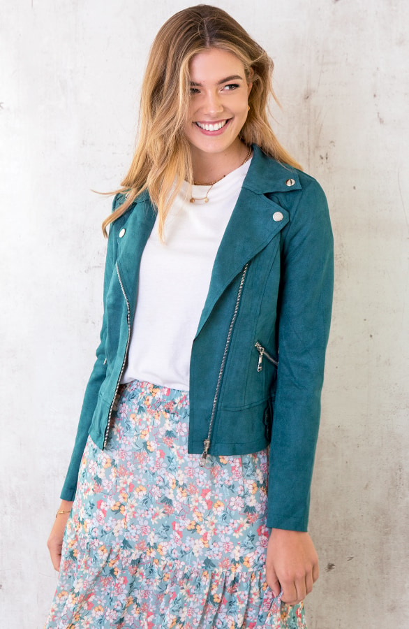 Biker Jacket Suede Petrol – shoparchief, foto 2