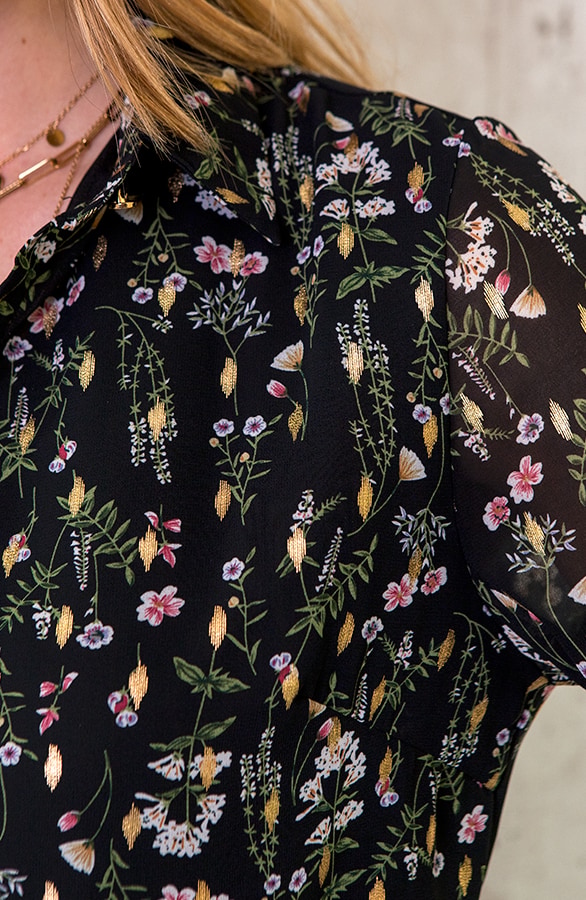 Bloemen Blouse Deluxe Zwart – shoparchief, foto 5