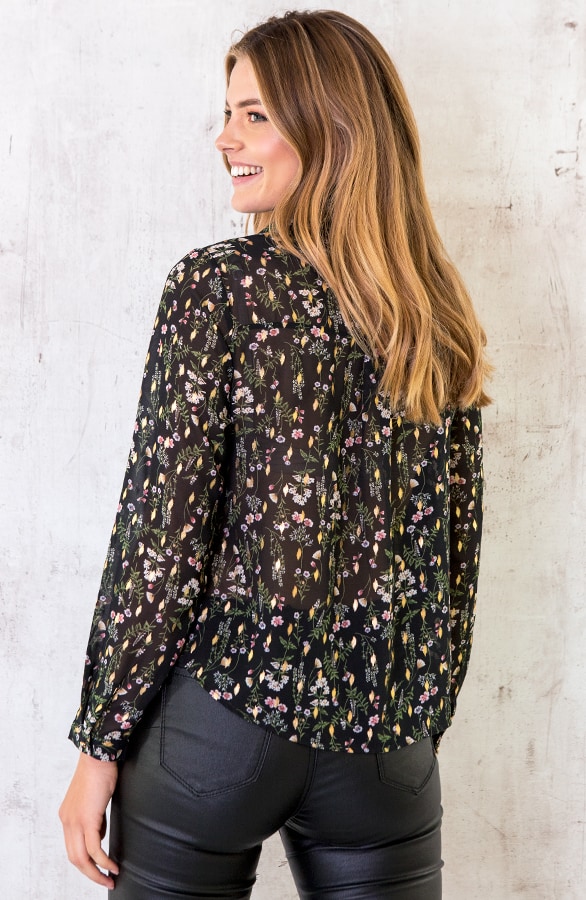 Bloemen Blouse Deluxe Zwart – shoparchief, foto 3