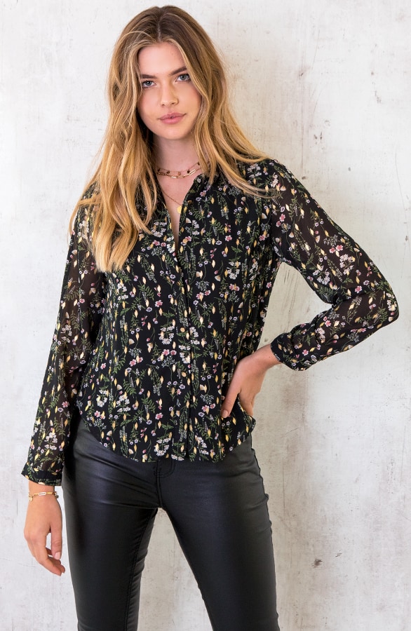Bloemen Blouse Deluxe Zwart – shoparchief, foto 2