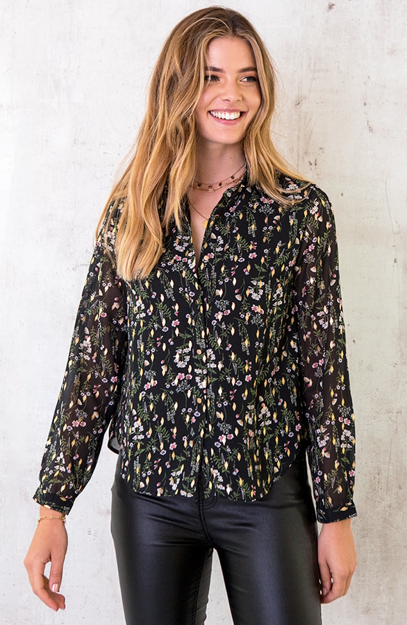 Bloemen Blouse Deluxe Zwart – shoparchief, foto 6
