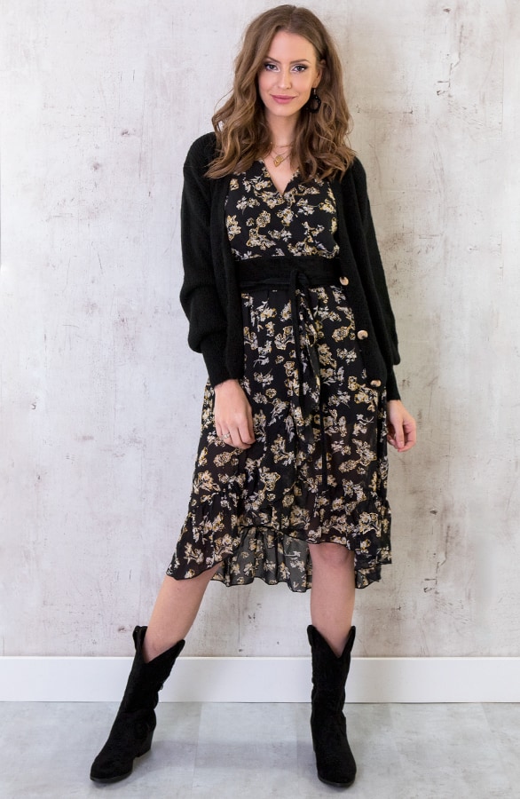 Gebreid Vest Met Knopen Zwart – shoparchief, foto 3