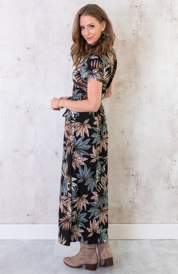 Maxi Jurk Bladeren Zwart – shoparchief, foto 3