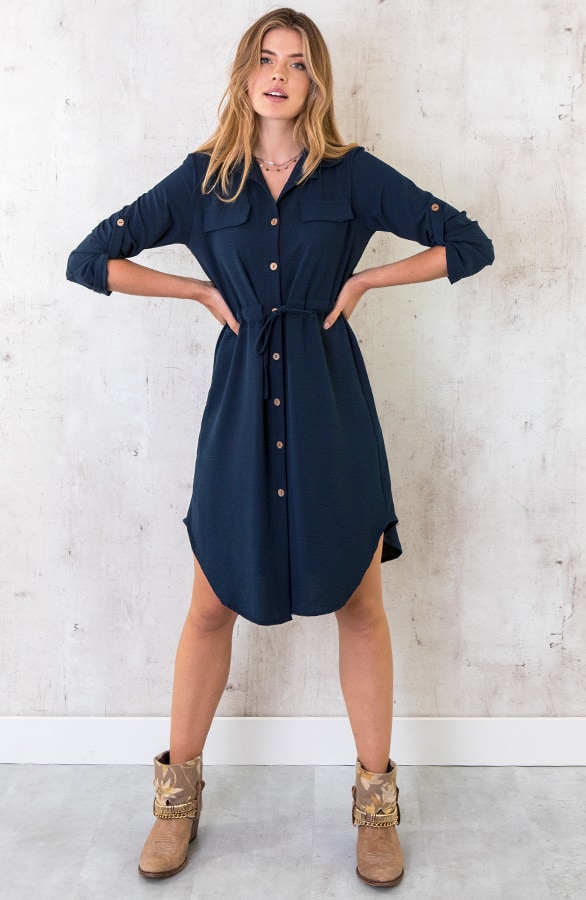 Knopen Jurk Marineblauw – shoparchief, foto 2