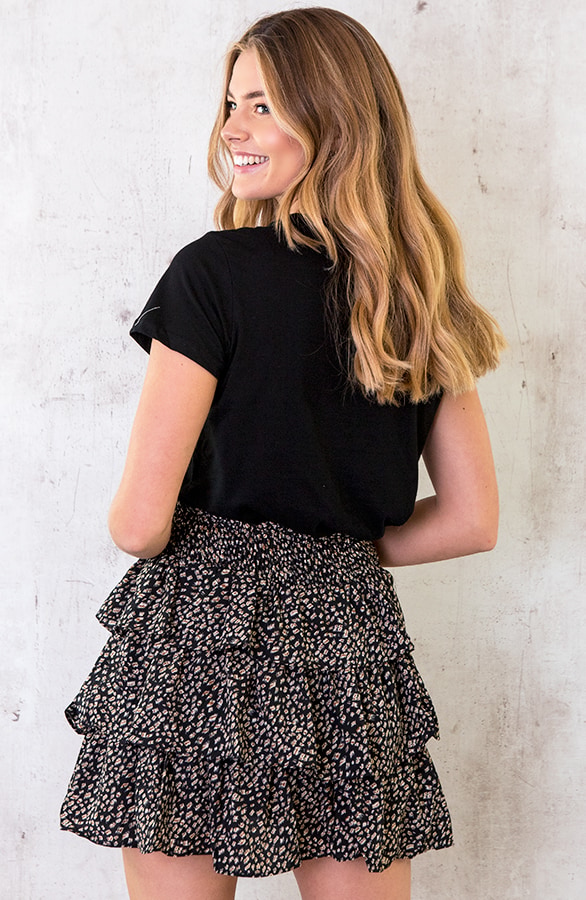 Laagjes Print Rok Zwart – shoparchief, foto 4