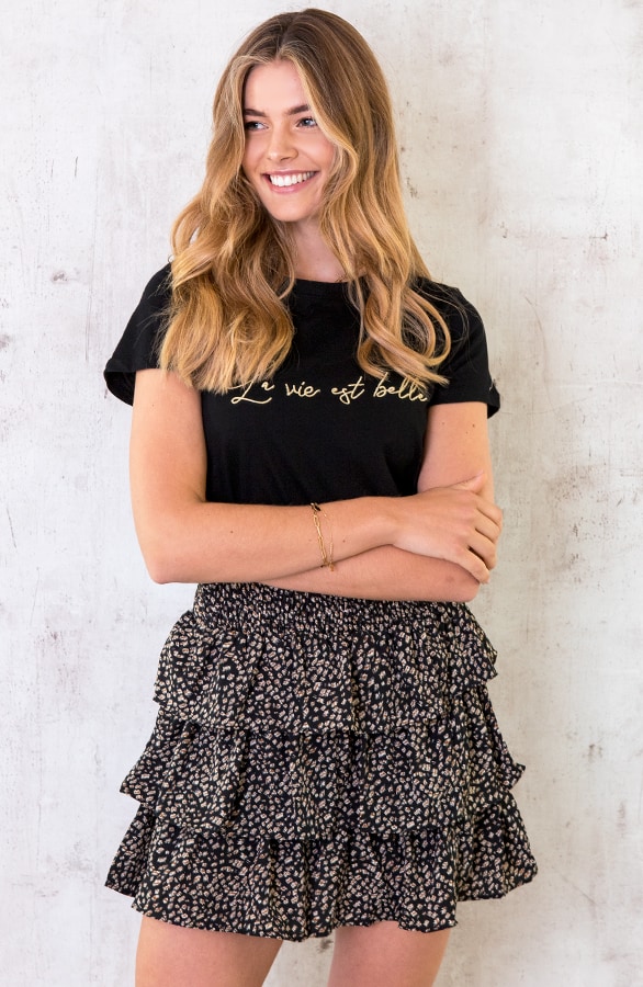 Laagjes Print Rok Zwart – shoparchief, foto 2