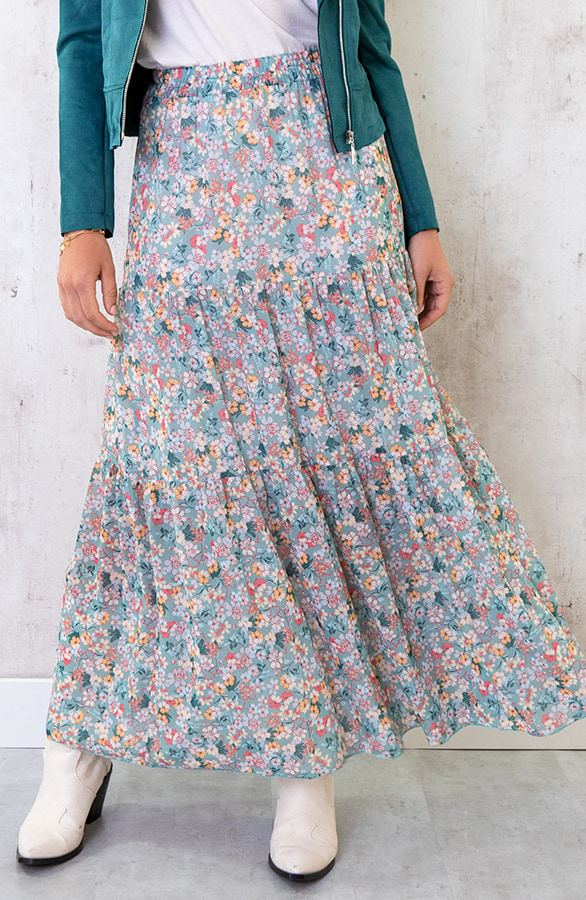 Maxi Bloemen Rok Mint – shoparchief