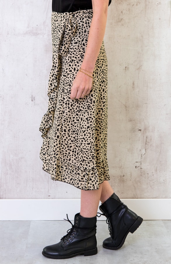Midi Cheetah Wikkelrok Beige – shoparchief, foto 2