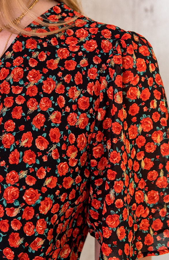 Rozen Omslag Midi Jurk Rood – shoparchief, foto 4