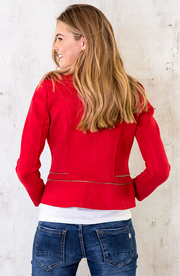 Biker Jacket Suede Rood – shoparchief, foto 3
