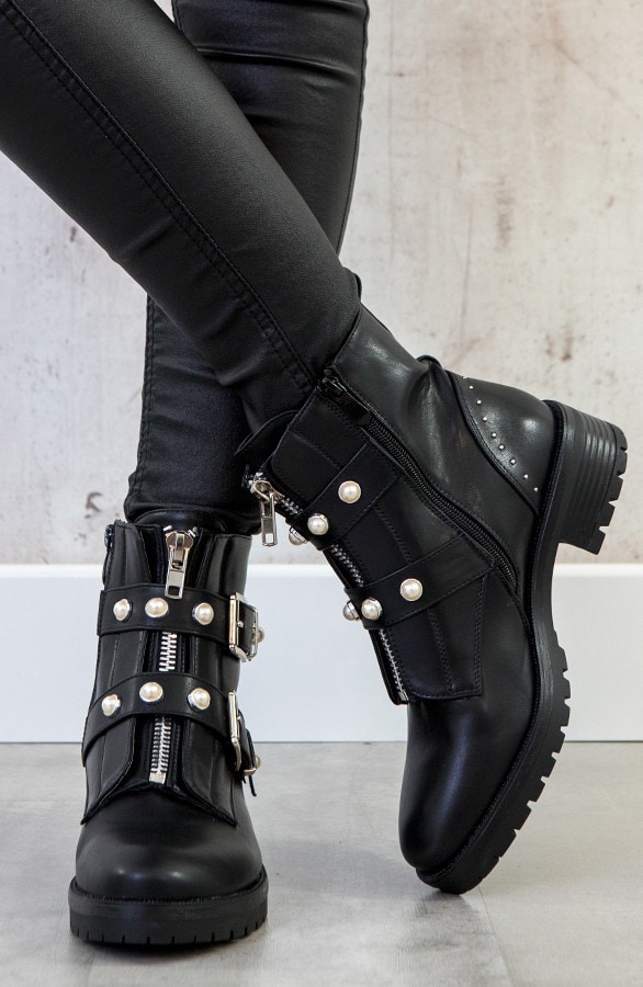 Biker Boots Parel Zwart – shoparchief, foto 2