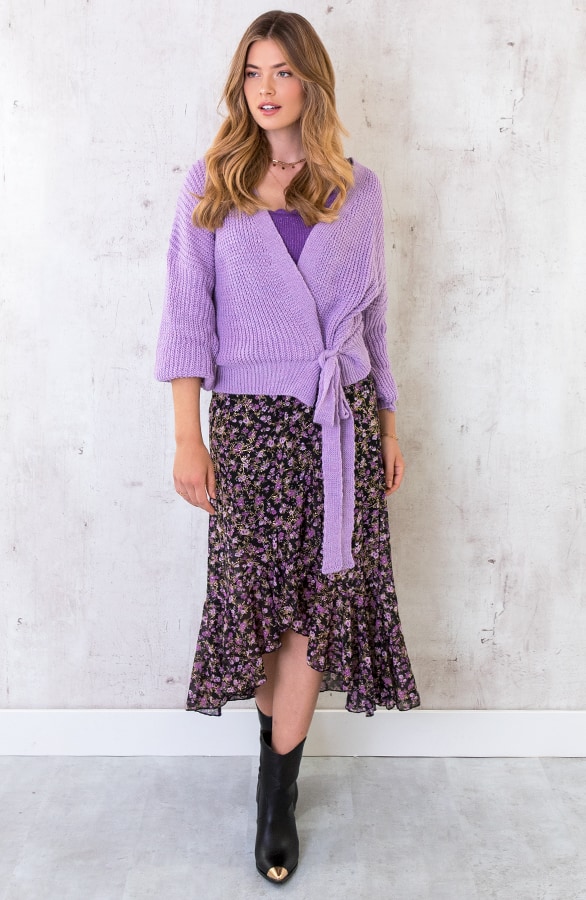 Bloemen Midi Rok Deluxe Paars – shoparchief, foto 2