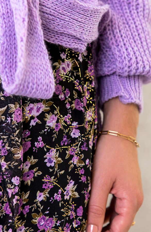 Bloemen Midi Rok Deluxe Paars – shoparchief, foto 4