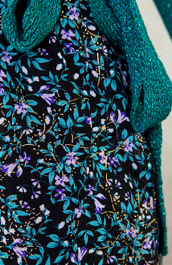 Bloemen Midi Rok Deluxe Turquoise – shoparchief, foto 5