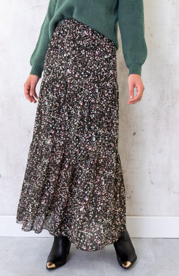 Bloemen Rok Lang Zwart – shoparchief